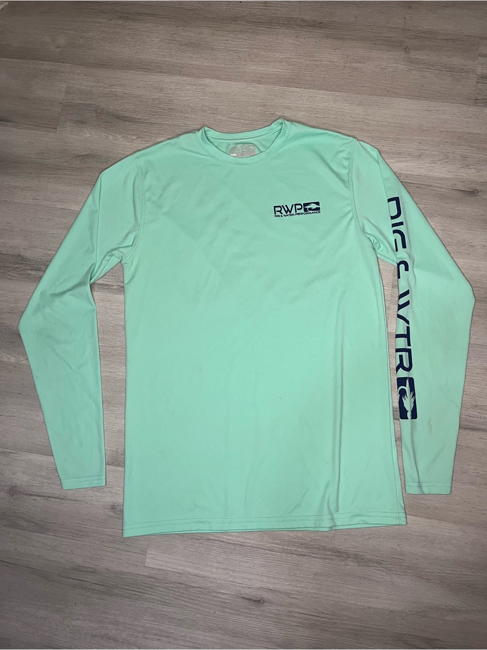 RWP Rig & Water Performance Fishing Shirt Mens Medium Mint Green Long Sleeve UV